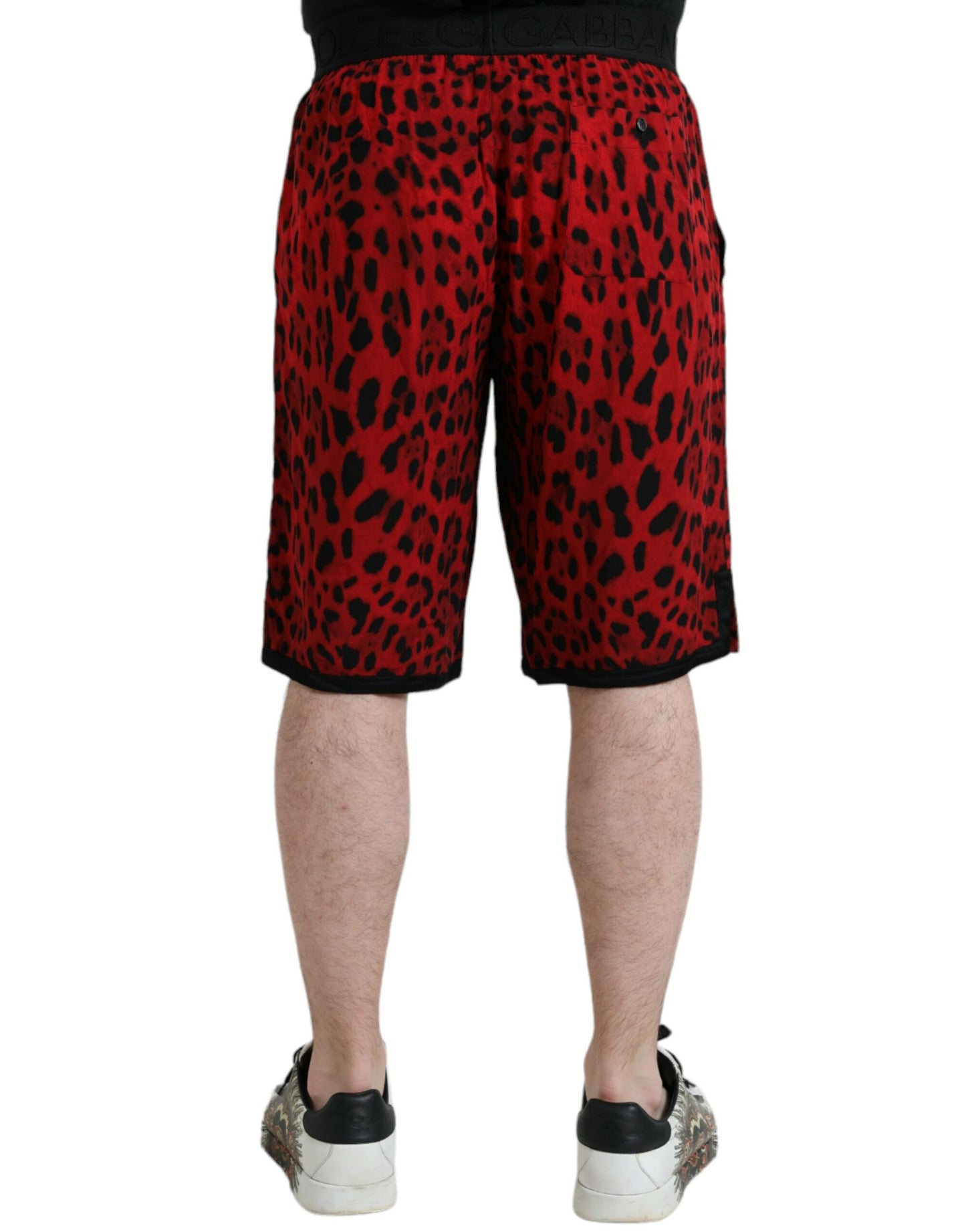 Dolce &amp; Gabbana Red Bermuda shorts with leopard print in viscose