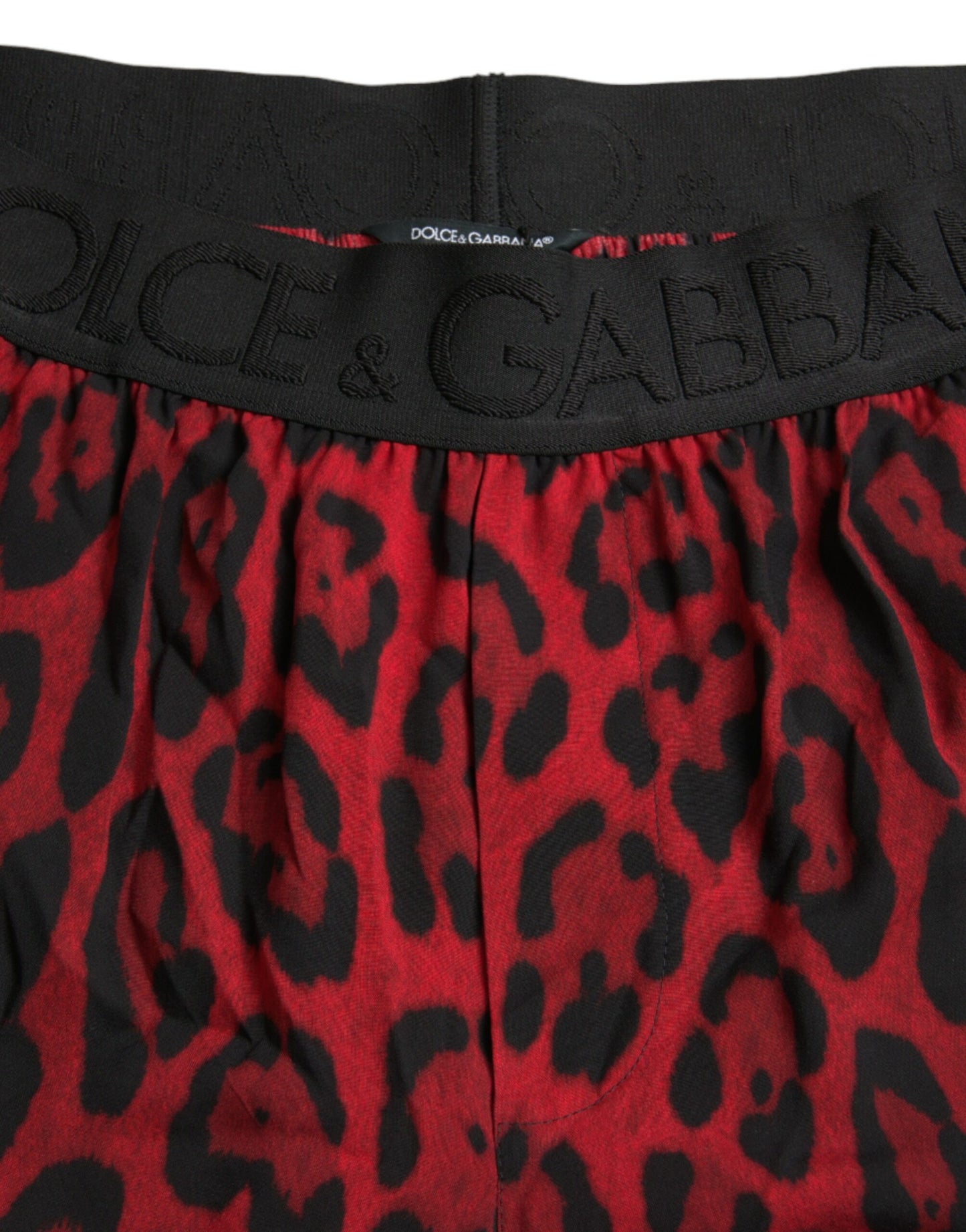 Dolce &amp; Gabbana Red Bermuda shorts with leopard print in viscose