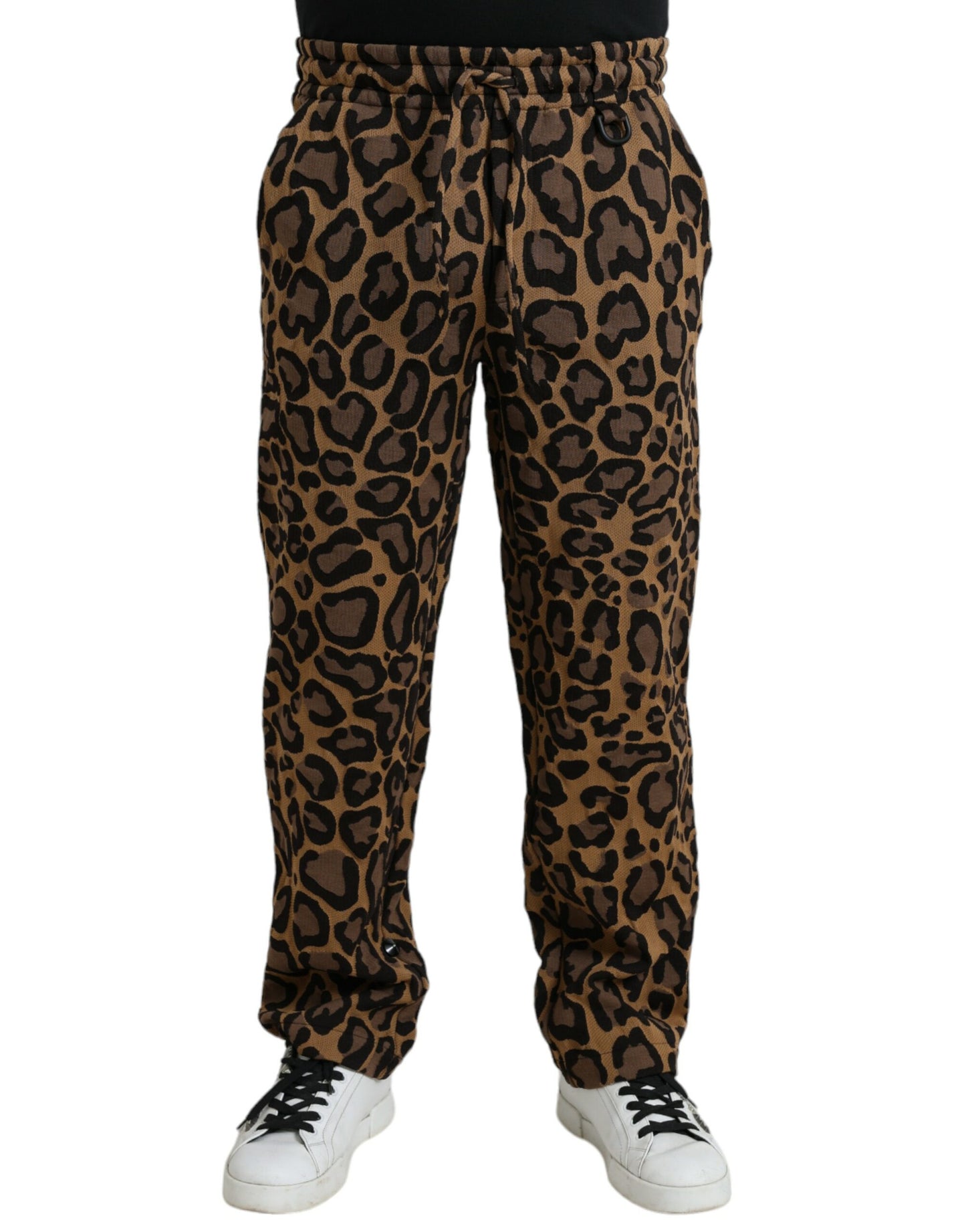 Dolce &amp; Gabbana Brown Leopard Print Polyester Jogger Pants