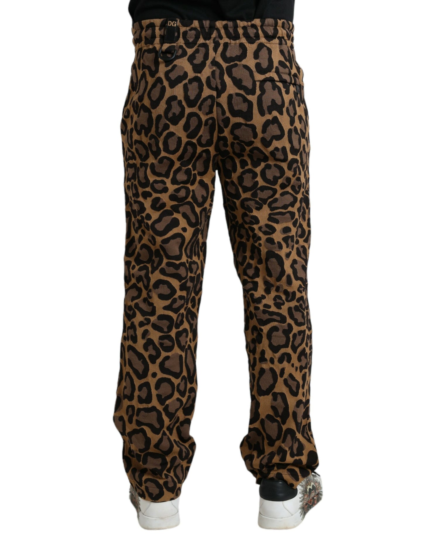 Dolce &amp; Gabbana Brown Leopard Print Polyester Jogger Pants