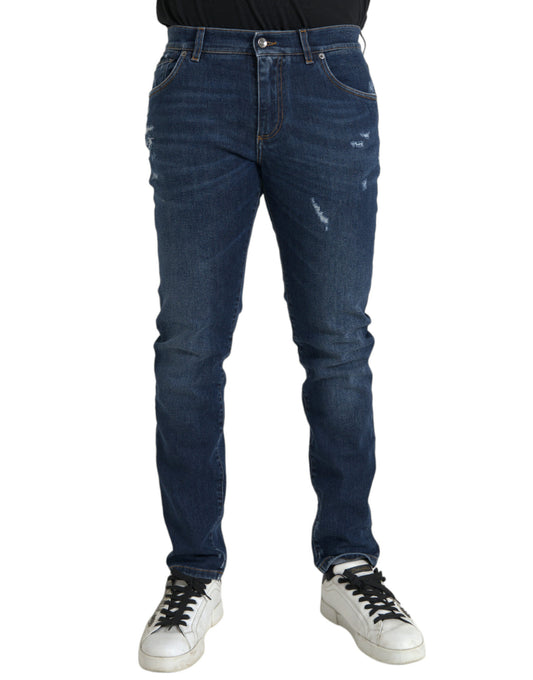 Dolce &amp; Gabbana Blue Slim Fit Cotton Skinny Men Denim Jeans