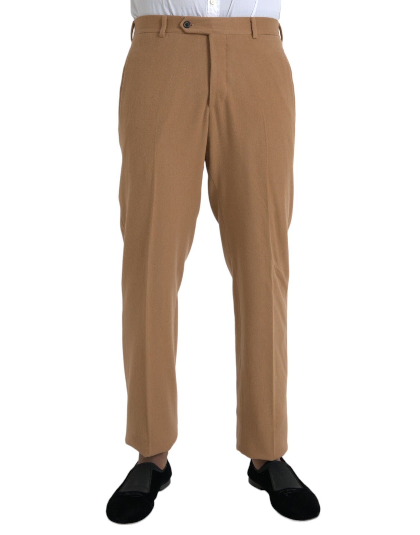 Prada Beige Kaschmir Männer Straight Fit Kleiderhosen