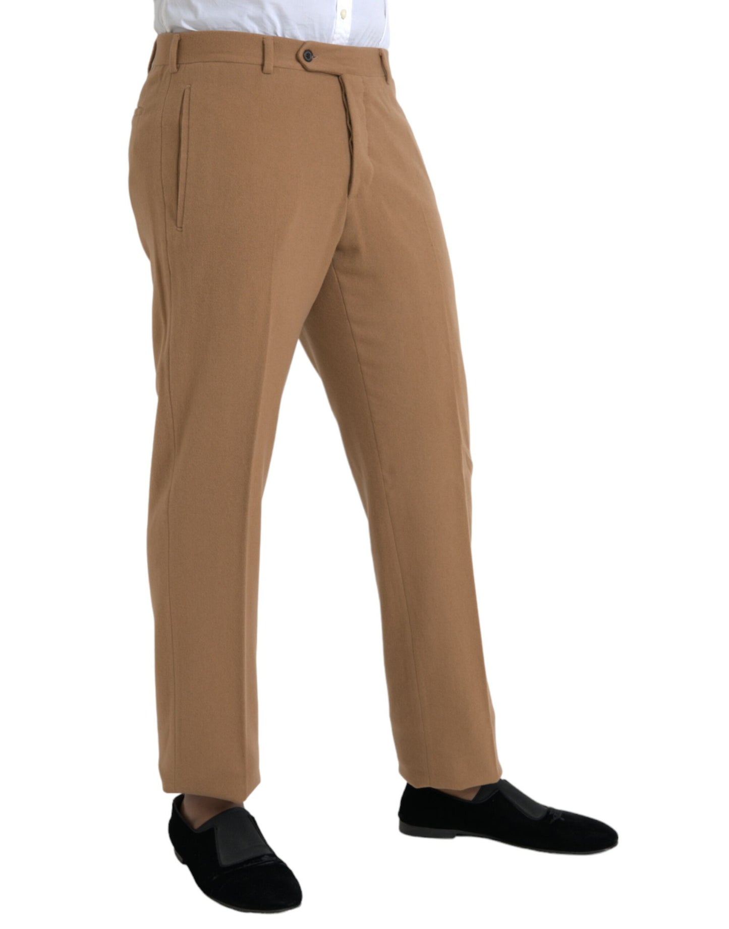 Prada Beige Kaschmir Männer Straight Fit Kleiderhosen