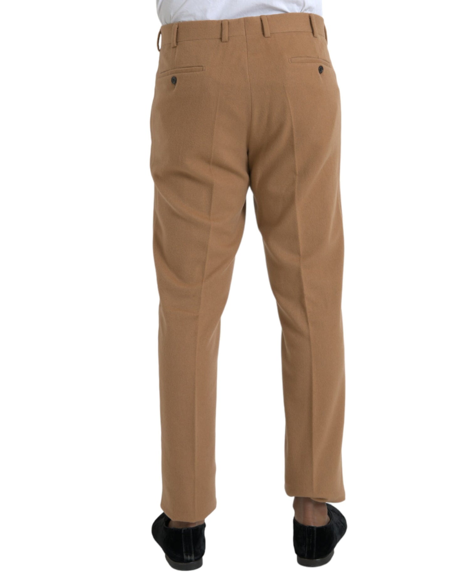 Prada Beige Kaschmir Männer Straight Fit Kleiderhosen