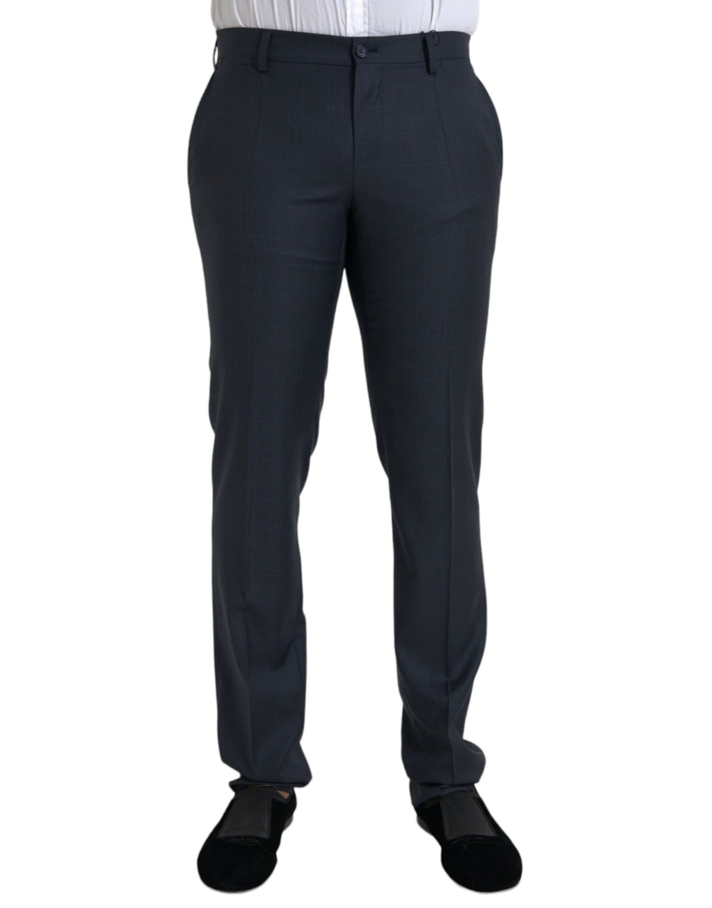 Dolce &amp; Gabbana Blue Wool Men's Skinny Dress Pants