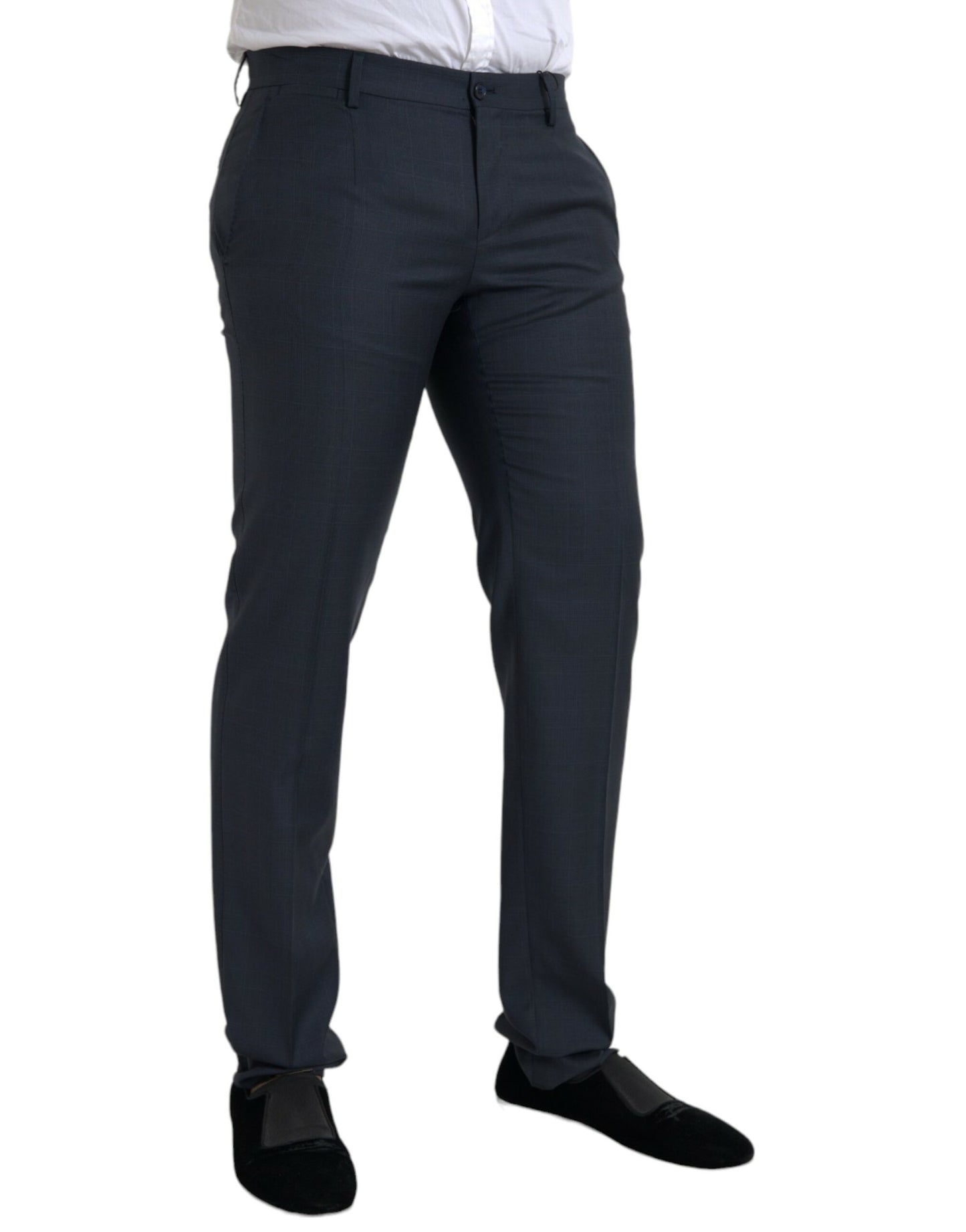 Dolce &amp; Gabbana Blue Wool Men's Skinny Dress Pants