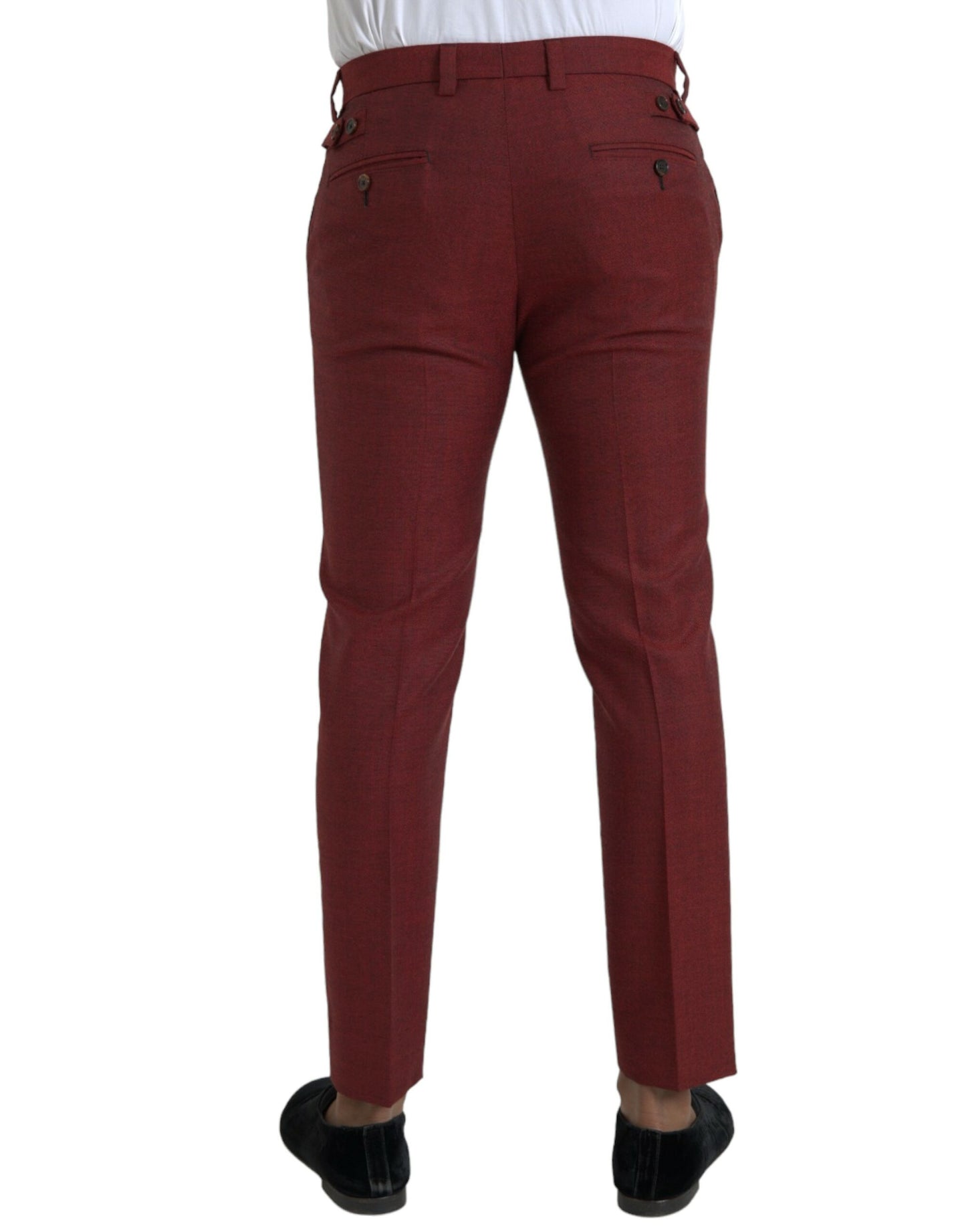 Dolce & Gabbana Maroon Wool Herren Skinny Dress Hose