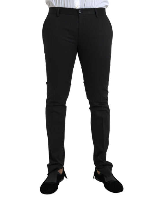 Dolce &amp; Gabbana Black Cotton Stretch Skinny Dress Pants