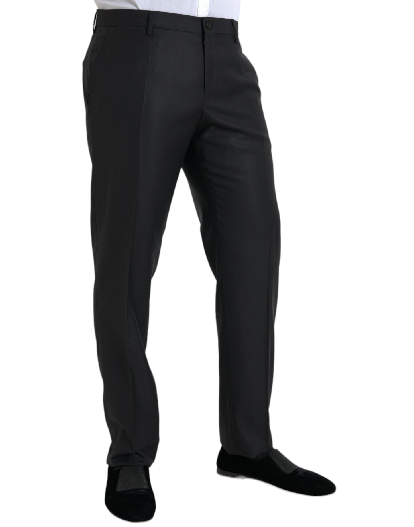 Dolce &amp; Gabbana Black Wool and Silk Skinny Dress Pants