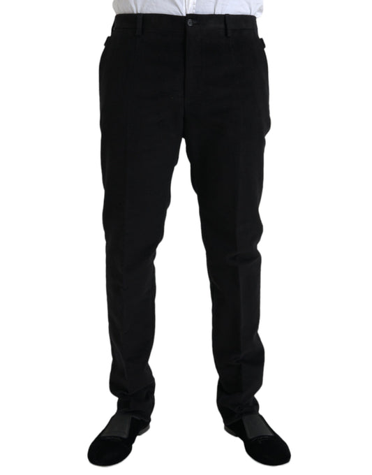 Dolce &amp; Gabbana Black Cotton Velvet Skinny Pants