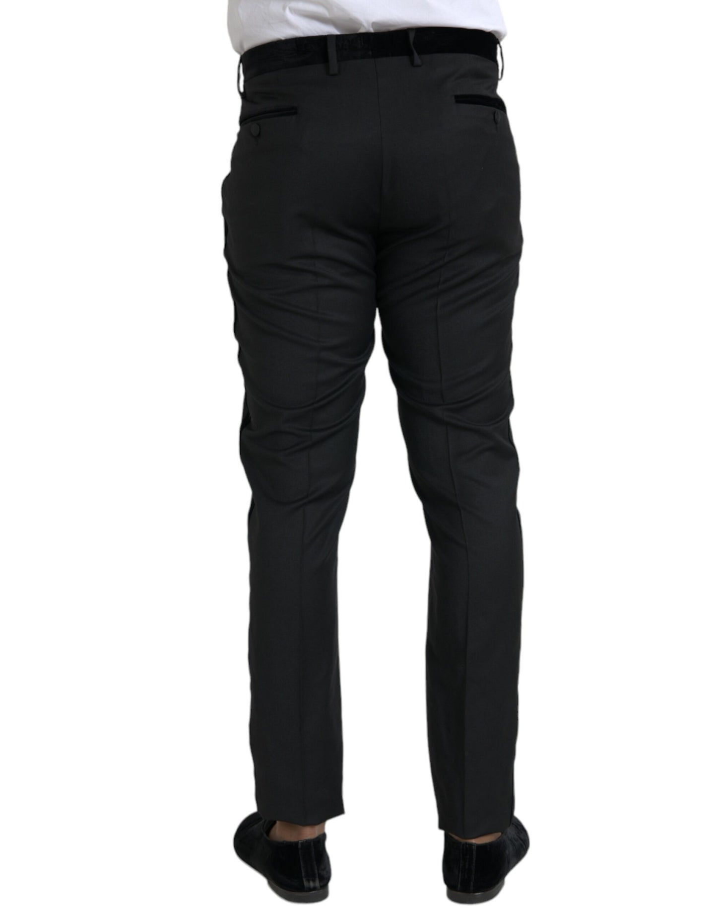 Dolce &amp; Gabbana Black Silk Men's Skinny Dress Pants