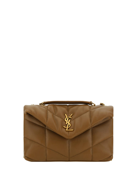 Saint Laurent Brown Lambskin Puffer Toy Shoulder Bag