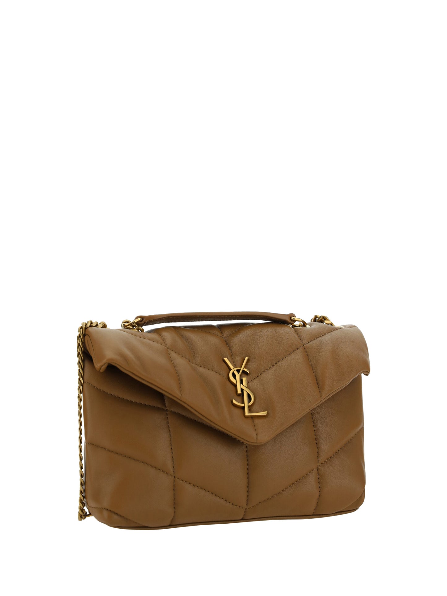 Saint Laurent Brown Lambskin Puffer Toy Shoulder Bag