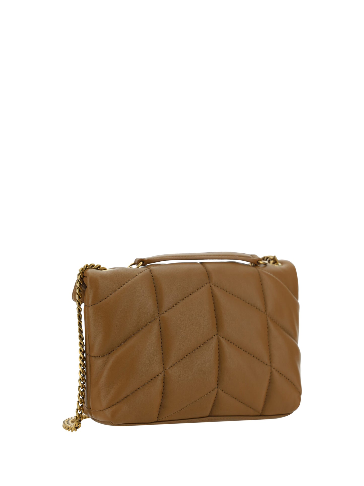 Saint Laurent Brown Lambskin Puffer Toy Shoulder Bag