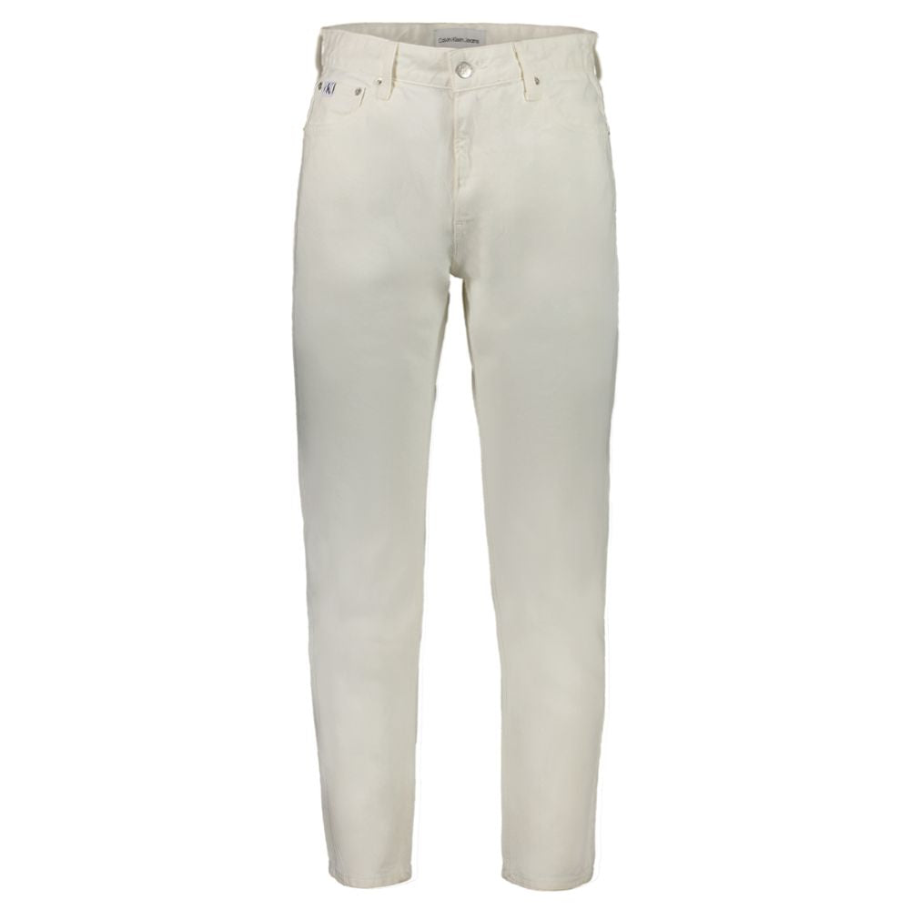 Calvin Klein White Cotton Jeans &amp; Pants