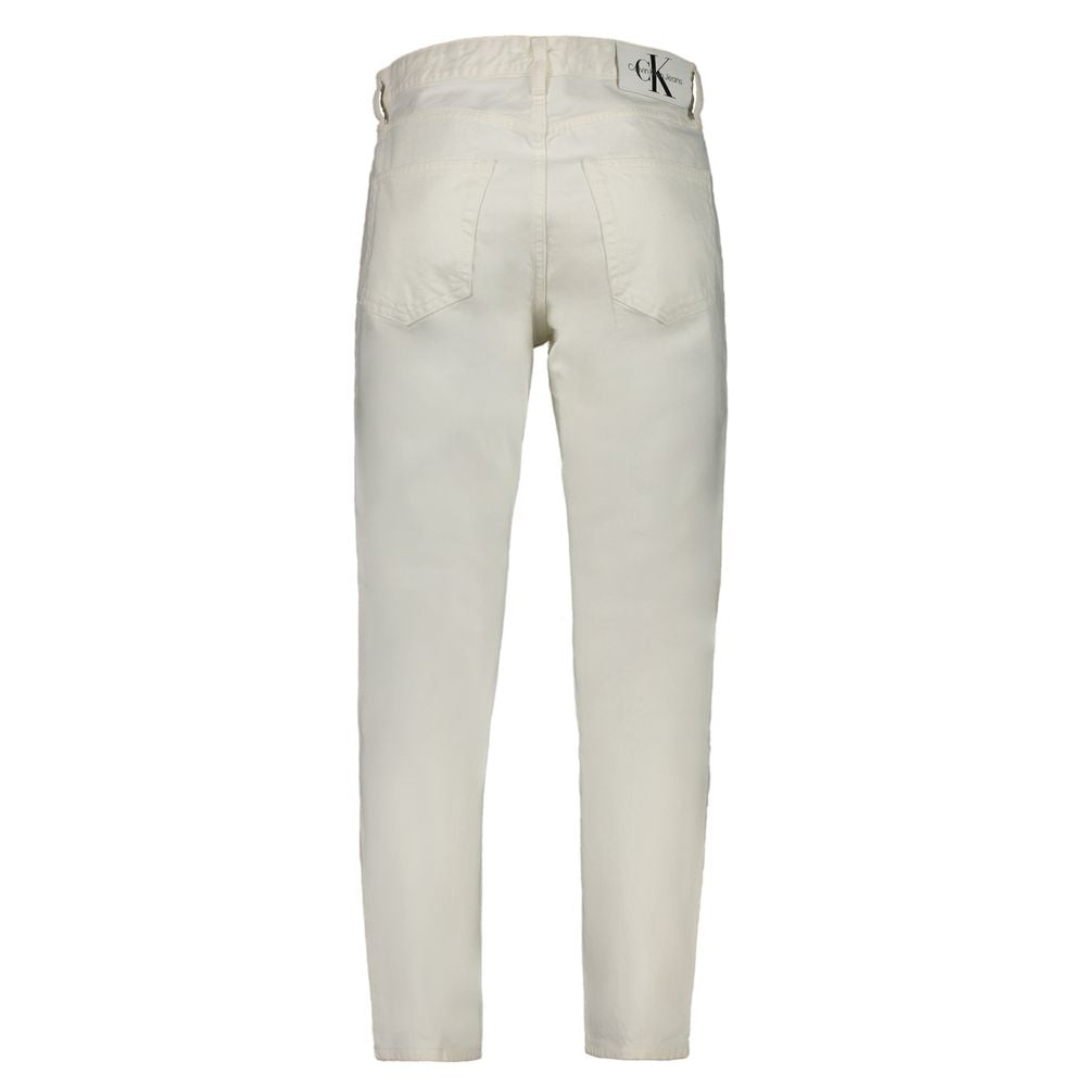 Calvin Klein White Cotton Jeans &amp; Pants