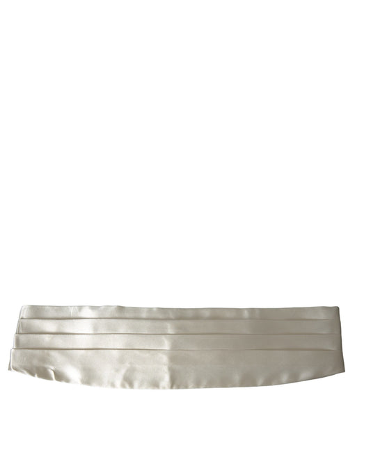 Dolce &amp; Gabbana White Men's Silk Wide Waist Cummerbund Belt