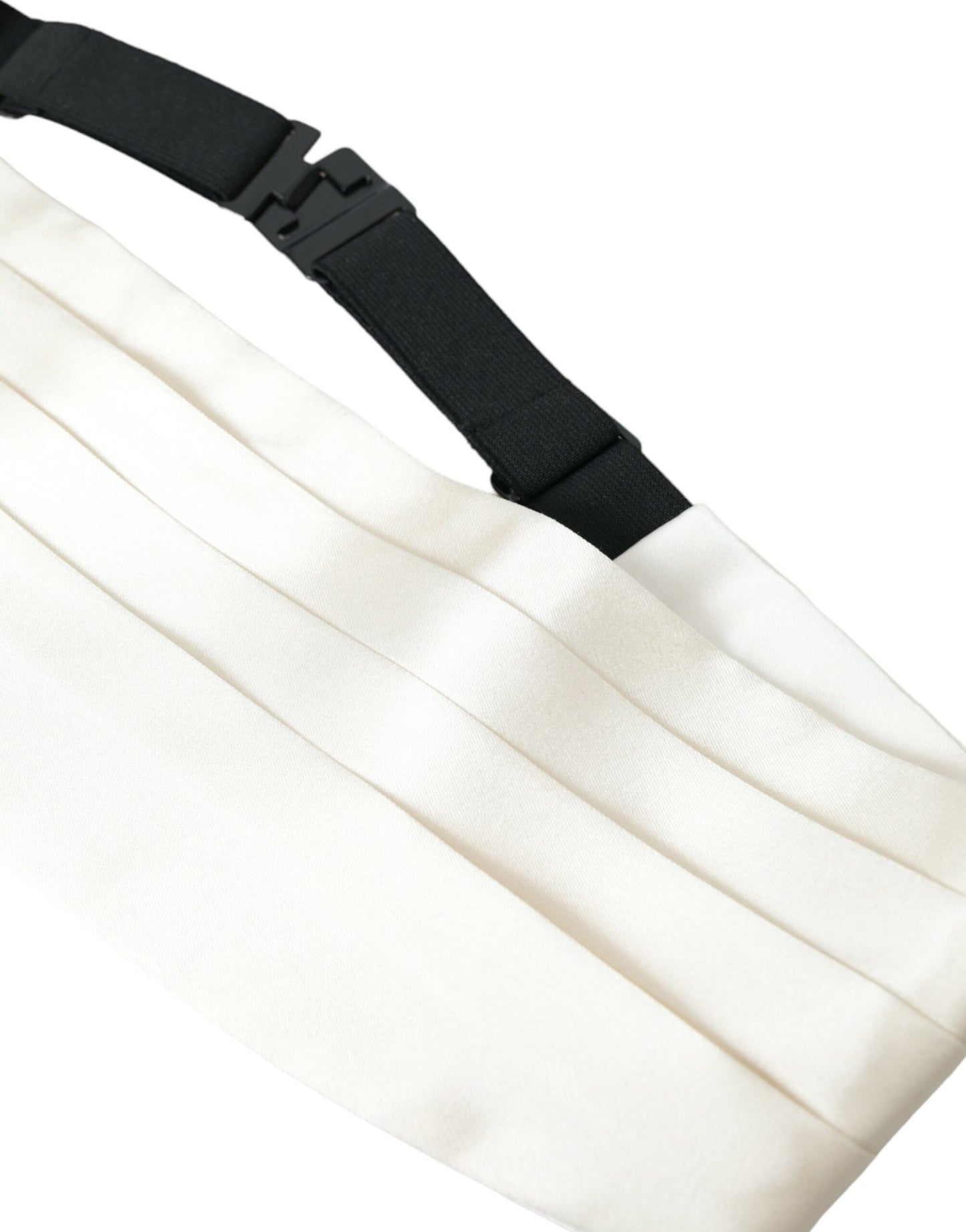 Dolce &amp; Gabbana White Men's Silk Wide Waist Cummerbund Belt