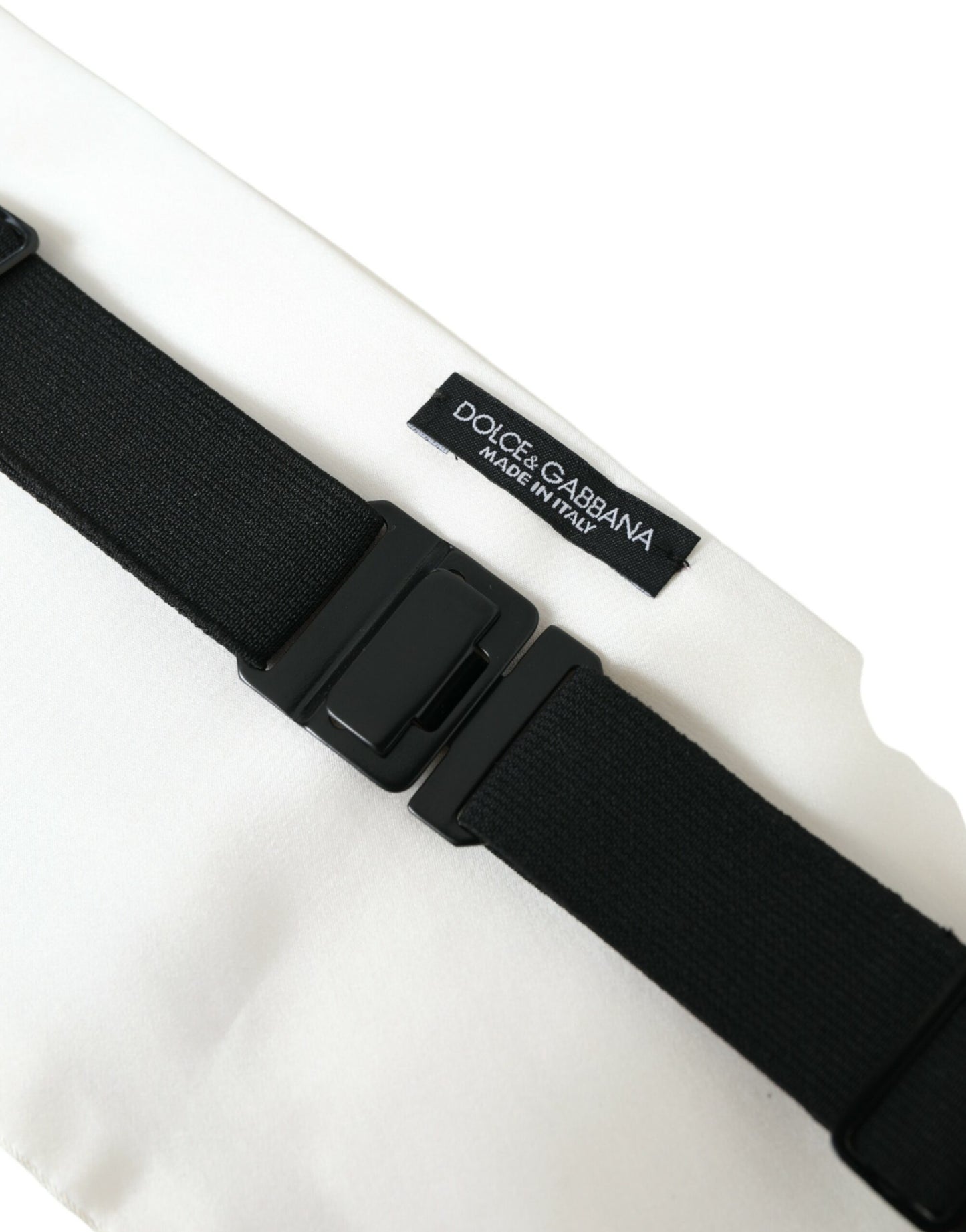 Dolce &amp; Gabbana White Men's Silk Wide Waist Cummerbund Belt