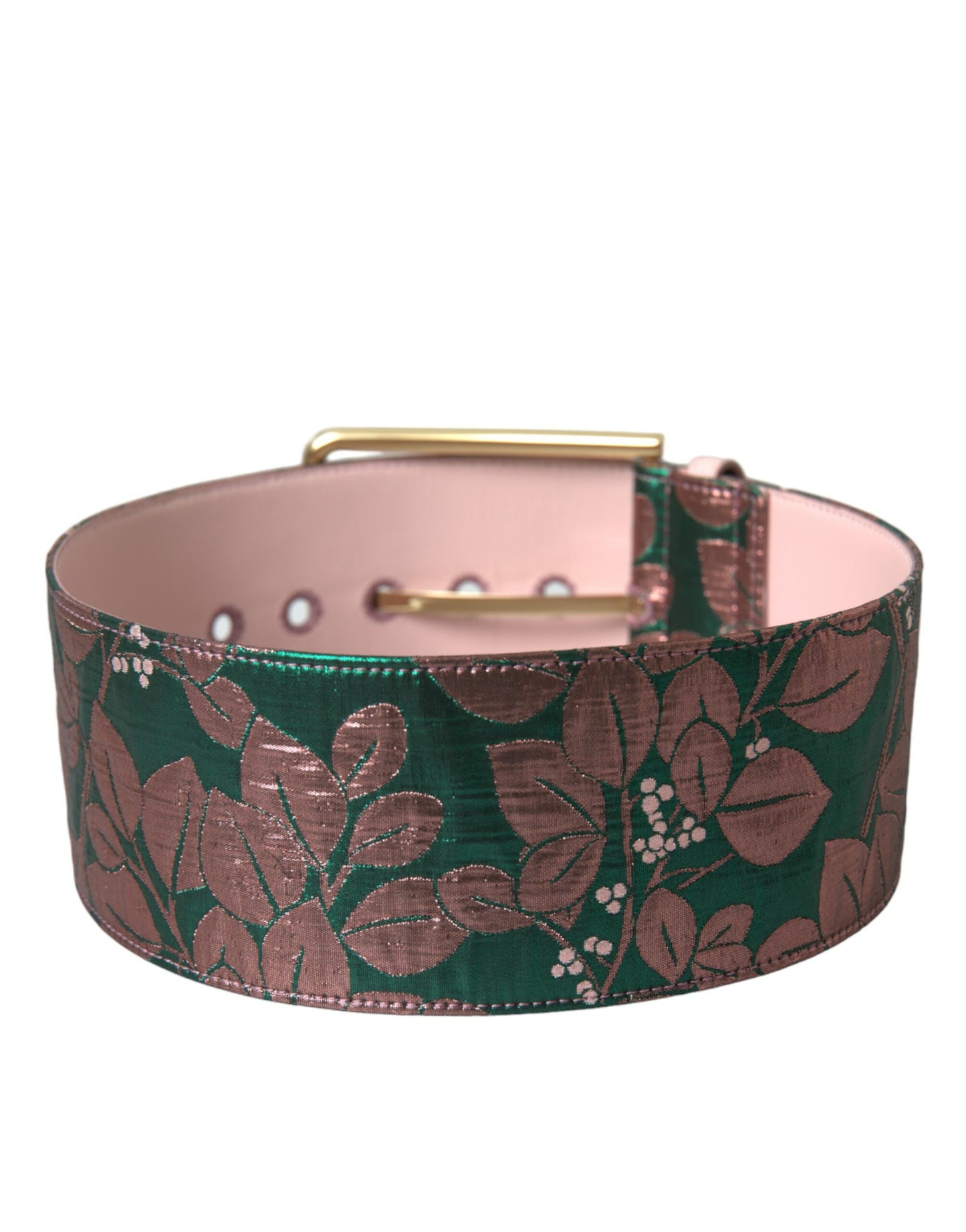 Dolce &amp; Gabbana Multicolor Floral Jacquard Lurex Belt with Gold Buckle