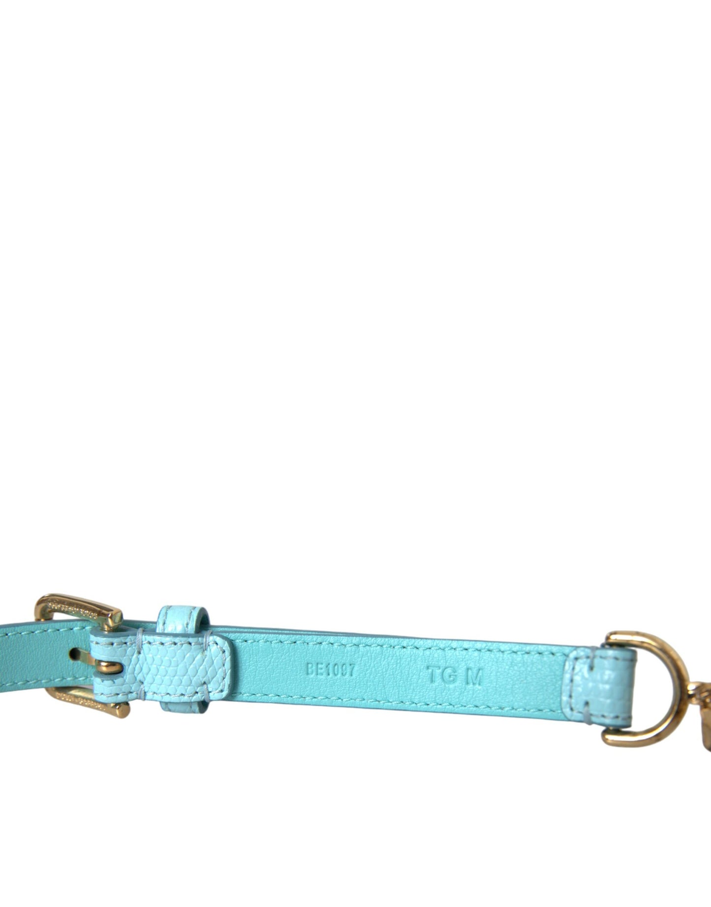 Dolce &amp; Gabbana Light Blue Leather Crystal Chain Waist Belt