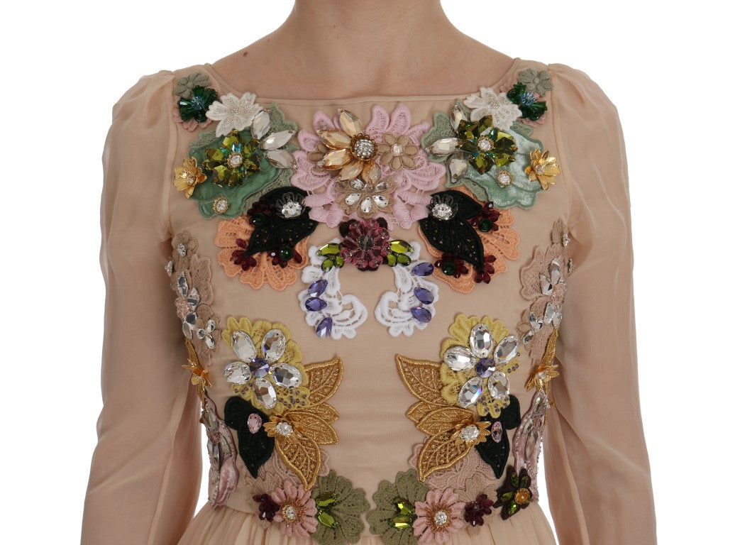 Dolce &amp; Gabbana Elegant floral embroidered silk maxi dress