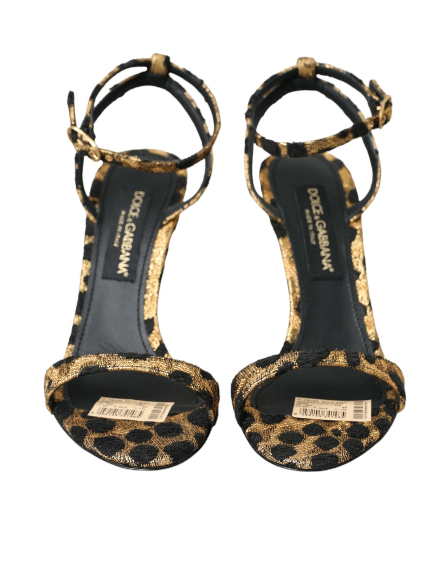 Dolce &amp; Gabbana Gold Leopard Crystals Heels Sandals Shoes