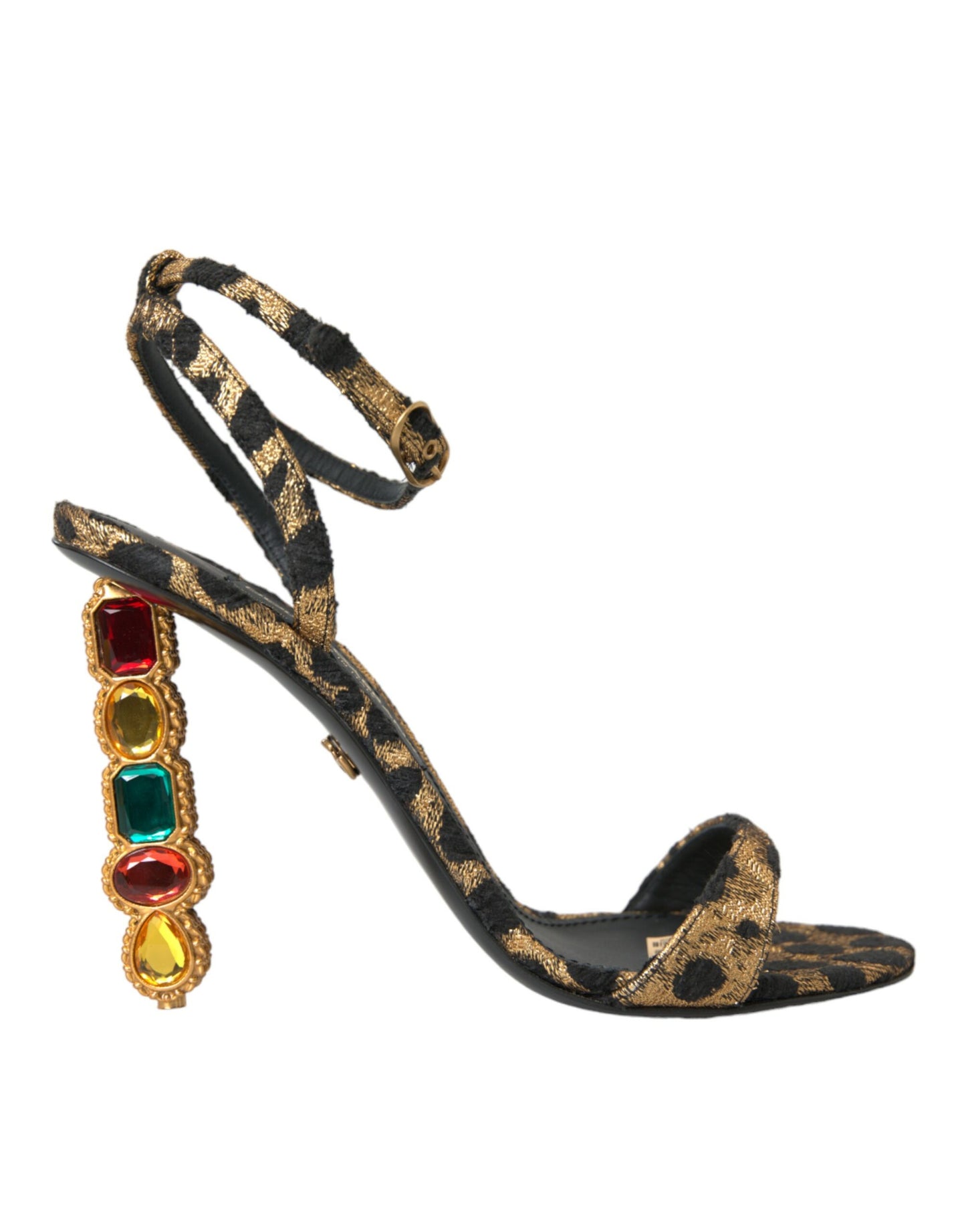 Dolce &amp; Gabbana Gold Leopard Crystals Heels Sandals Shoes