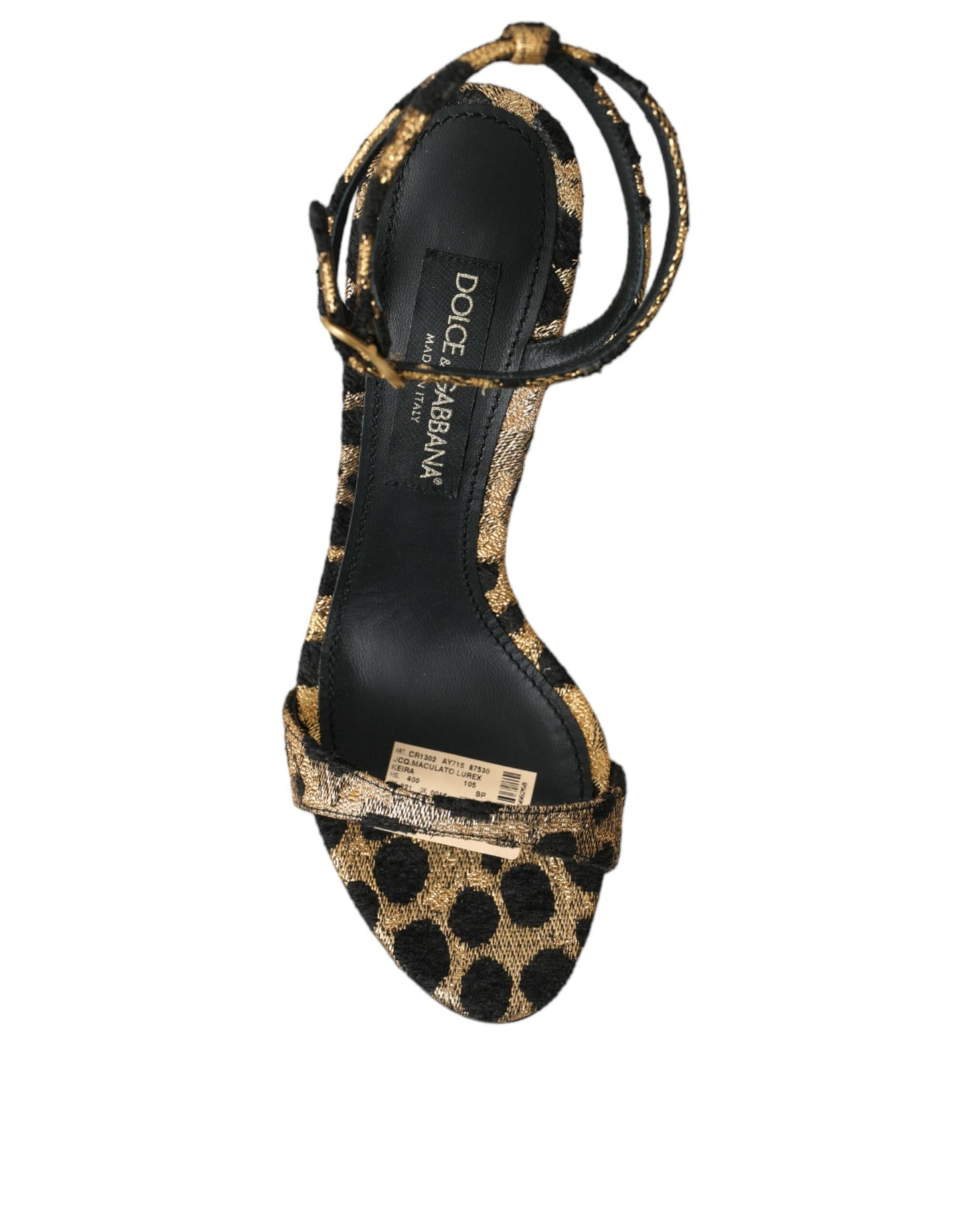 Dolce &amp; Gabbana Gold Leopard Crystals Heels Sandals Shoes