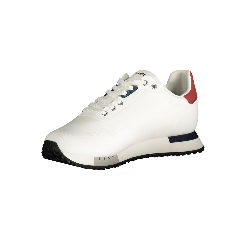 Blue sneaker made of white polyester