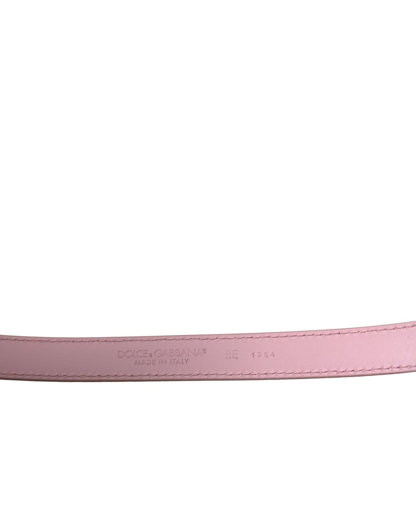 Dolce &amp; Gabbana Pink Leather Gold Square Metal Buckle Belt