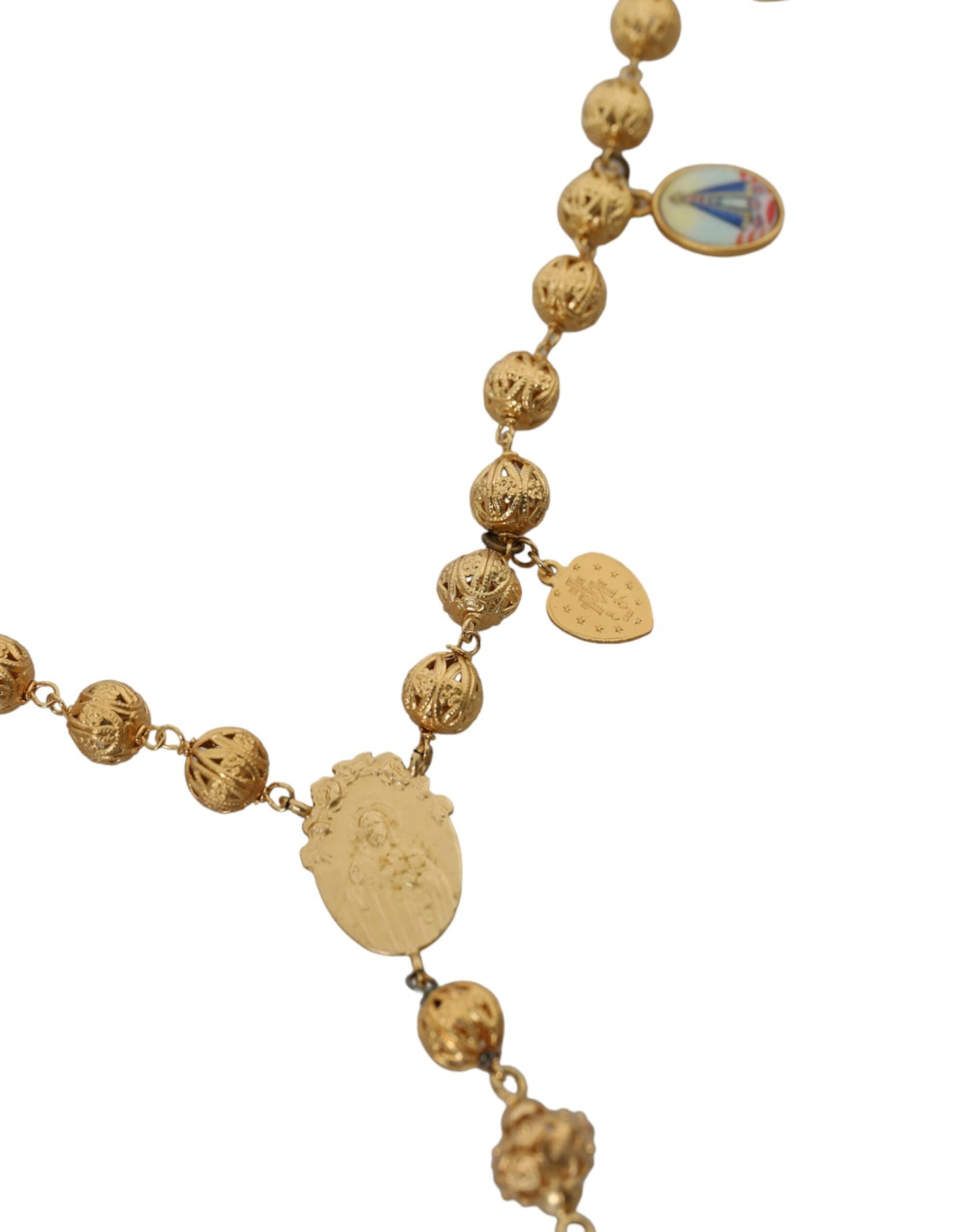 Dolce &amp; Gabbana Gold-Tone Chain Brass Pearl Statement Sicily Necklace