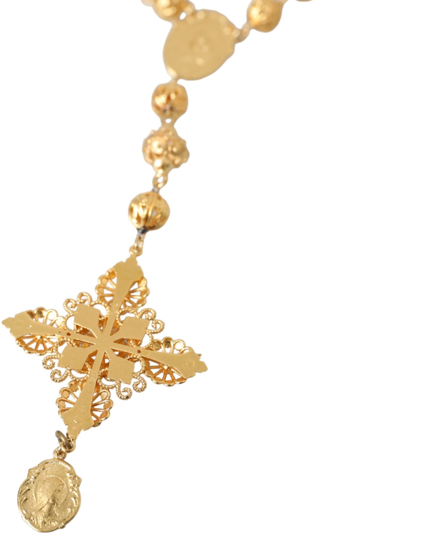 Dolce &amp; Gabbana Gold-Tone Chain Brass Pearl Statement Sicily Necklace