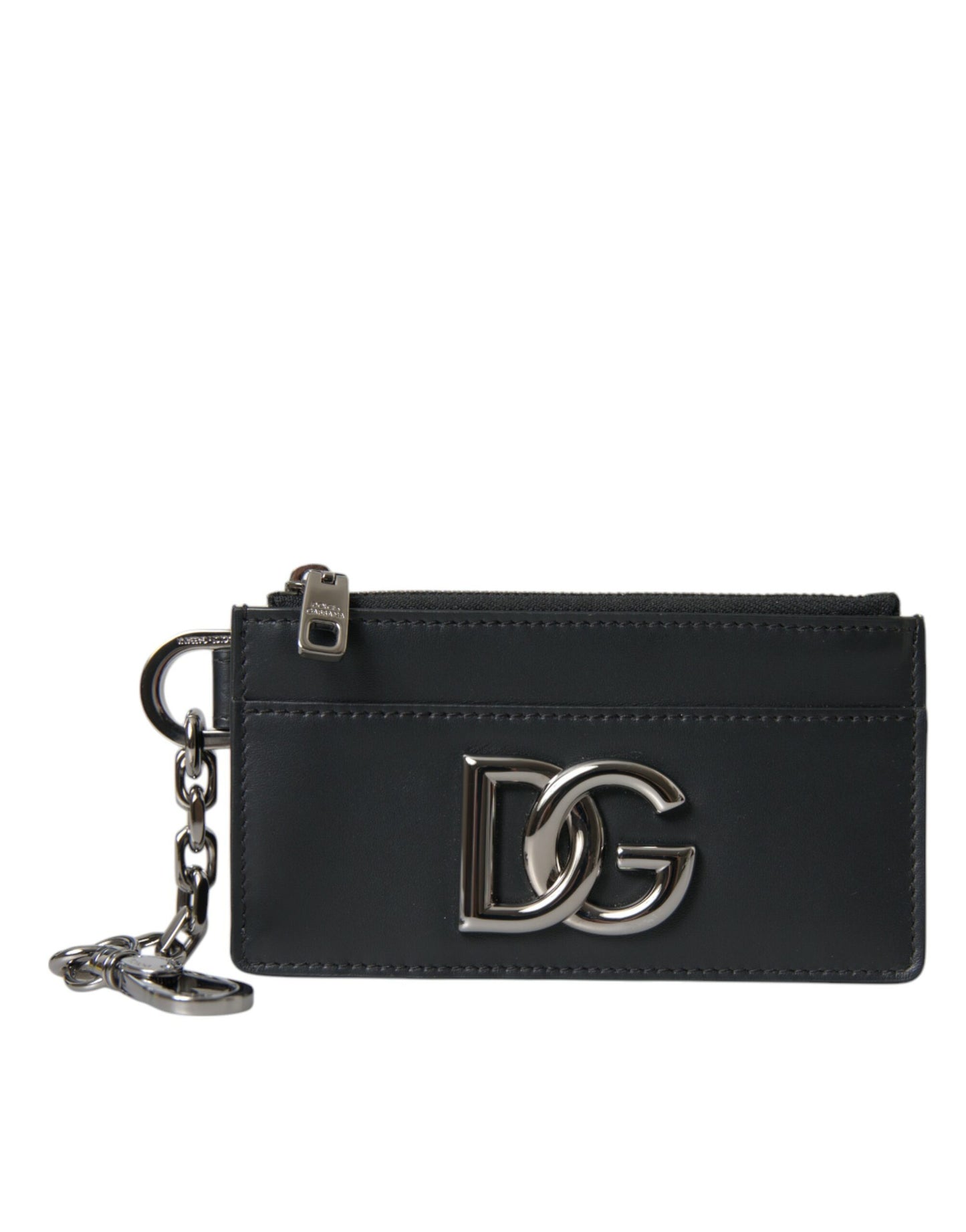 Dolce &amp; Gabbana Black Calfskin DG Logo Cardholder Wallet Men