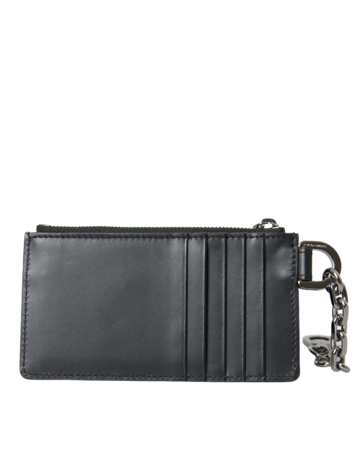 Dolce &amp; Gabbana Black Calfskin DG Logo Cardholder Wallet Men