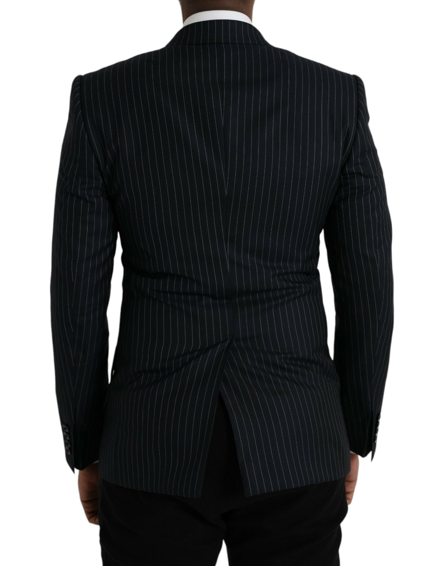 Dolce &amp; Gabbana Black Stripe SICILIA Double Breasted Coat Blazer