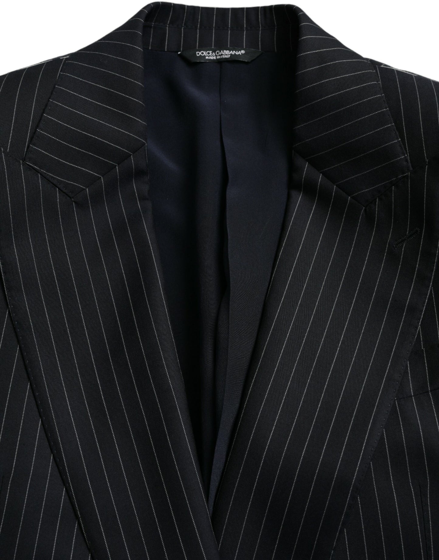 Dolce &amp; Gabbana Black Stripe SICILIA Double Breasted Coat Blazer