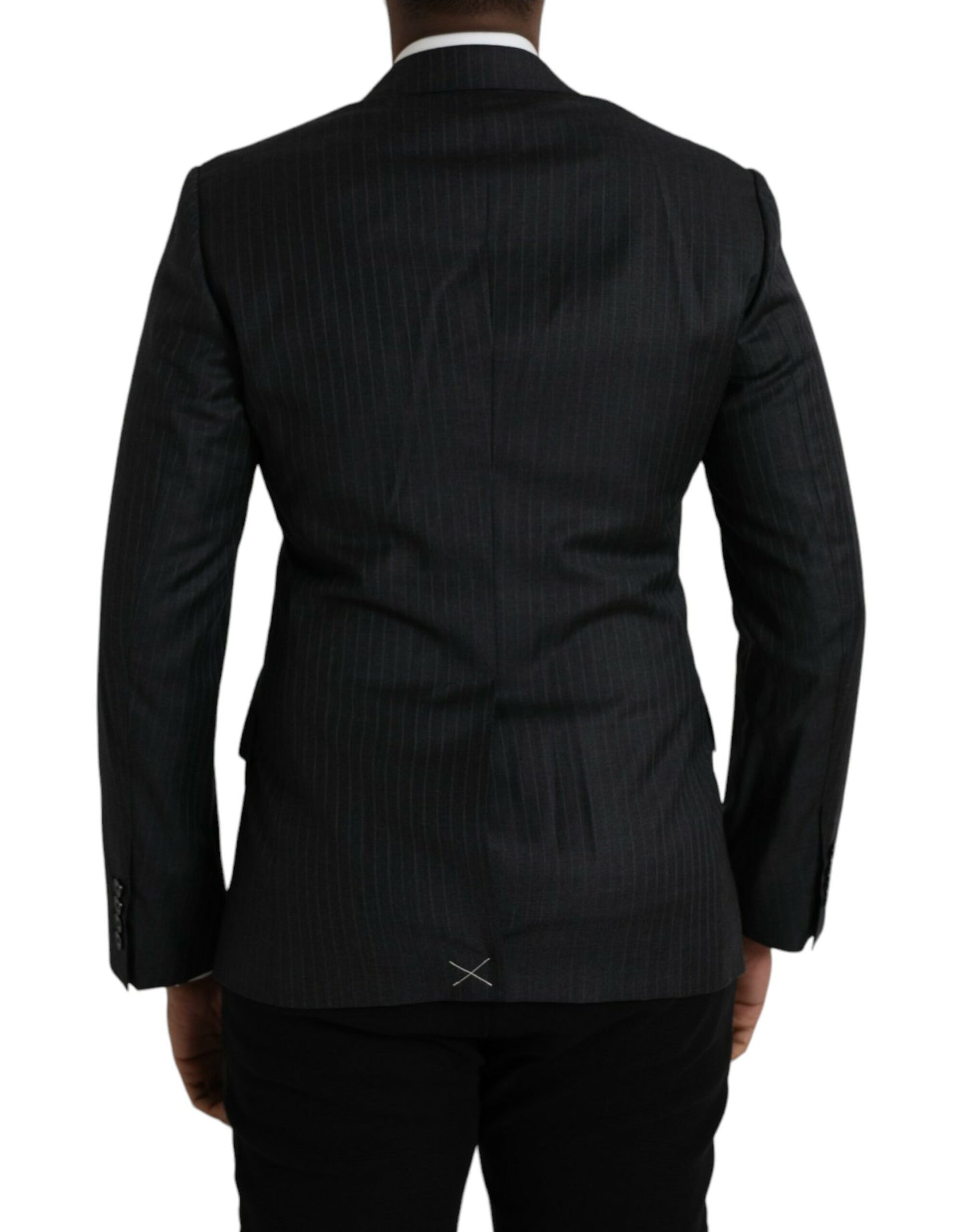 Dolce &amp; Gabbana Black Striped MARTINI Single Breasted Coat Blazer