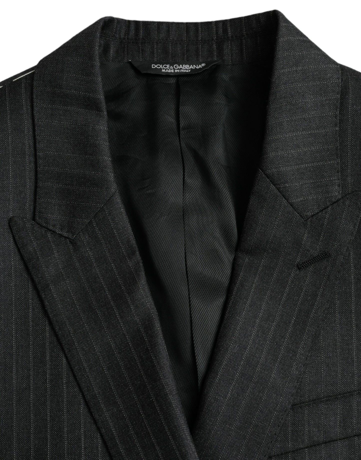 Dolce &amp; Gabbana Black Striped MARTINI Single Breasted Coat Blazer