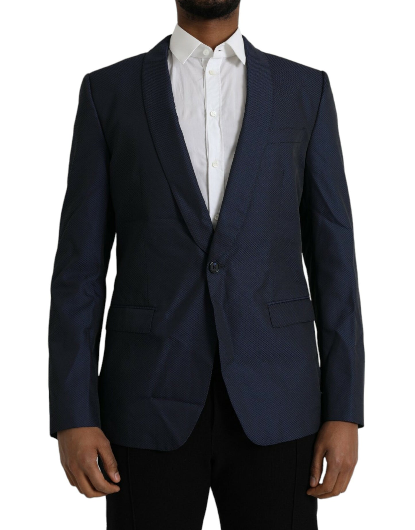 Dolce & Gabbana Blauer MARTINI Schal Einreihiger Blazer