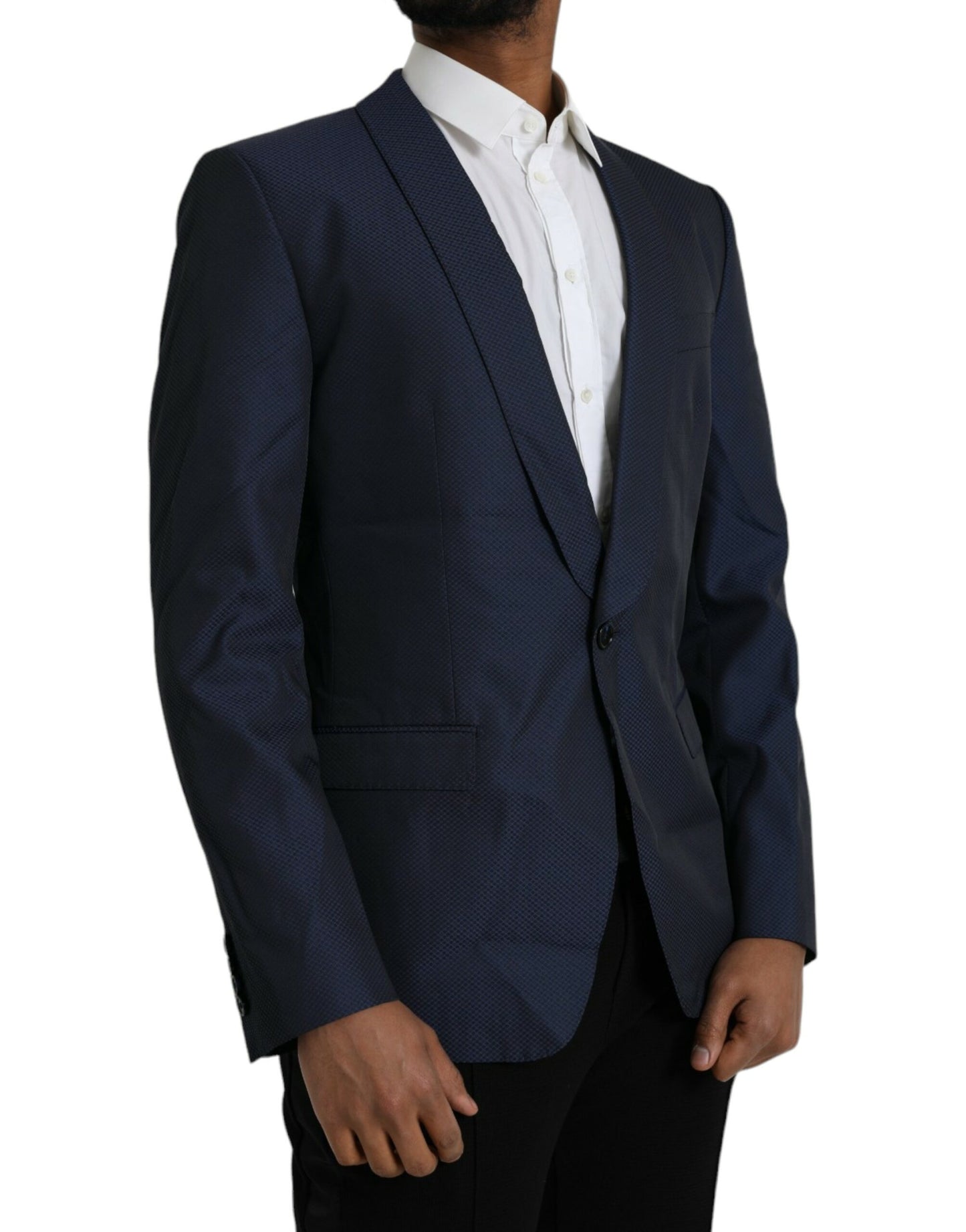 Dolce & Gabbana Blauer MARTINI Schal Einreihiger Blazer