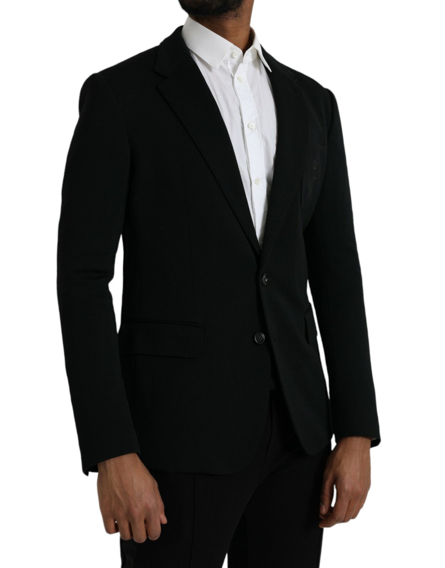 Dolce &amp; Gabbana Black Wool Coat Single Breasted with Notch Blazer