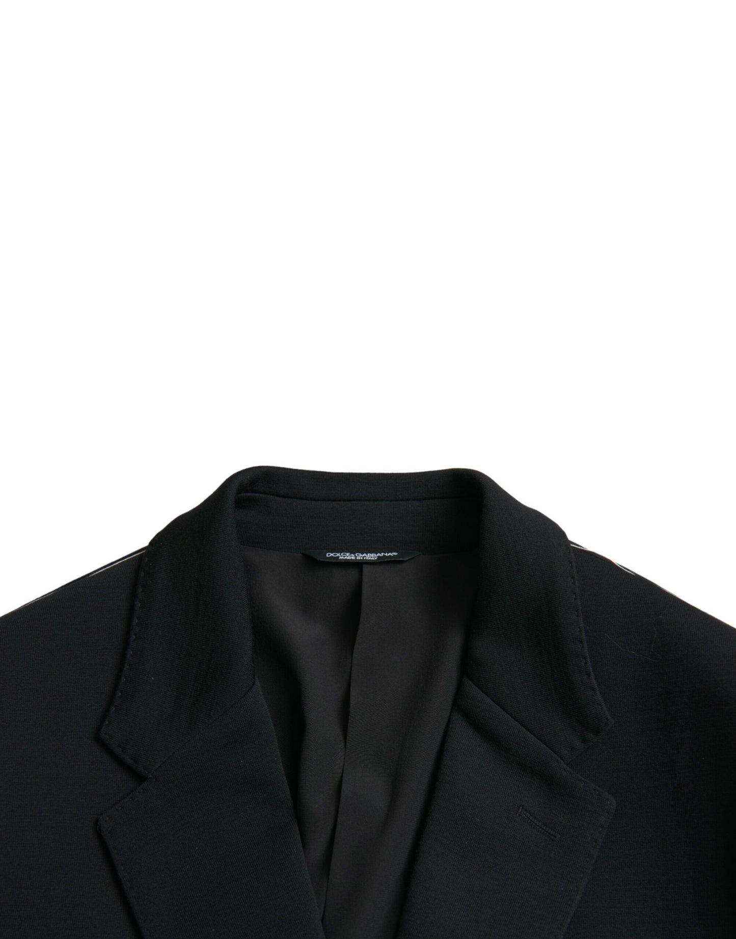 Dolce &amp; Gabbana Black Wool Coat Single Breasted with Notch Blazer