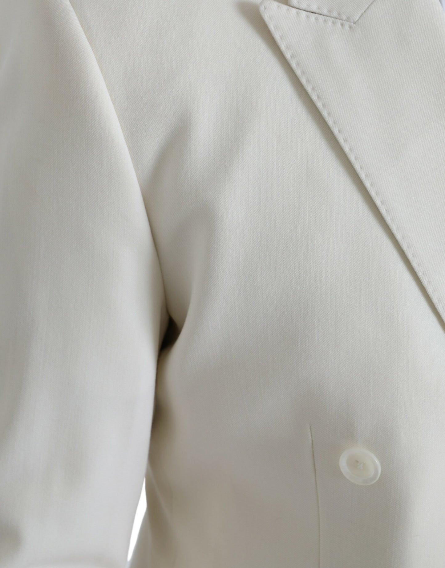 Dolce &amp; Gabbana White Wool Blazer MARTINI Double Breasted