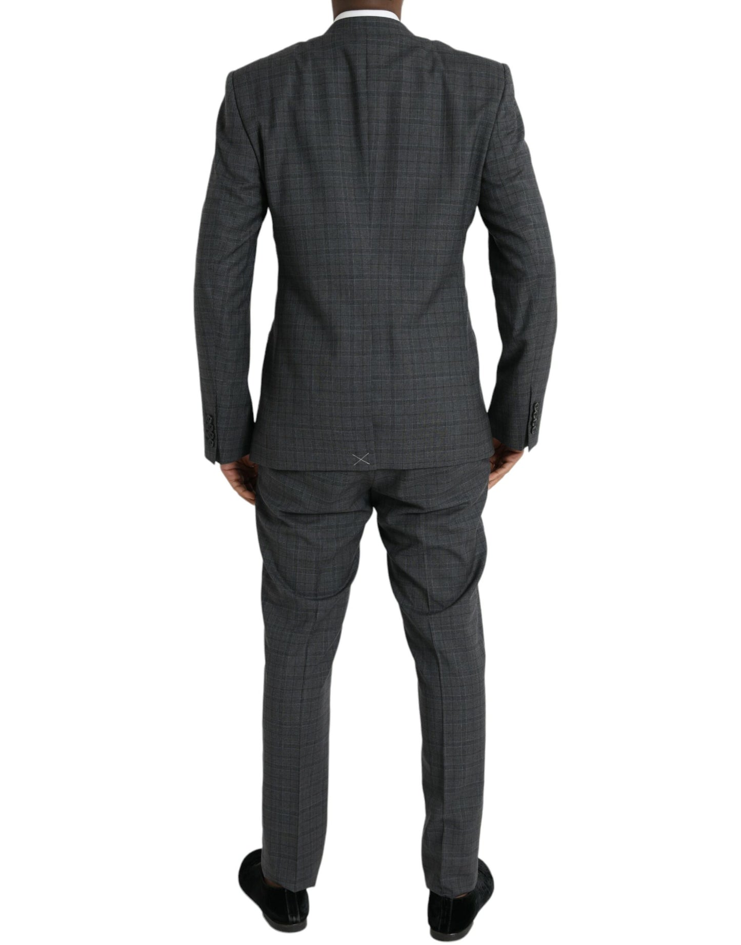 Dolce &amp; Gabbana Grey Checked Wool Suit MARTINI Formal 2 Piece Suit