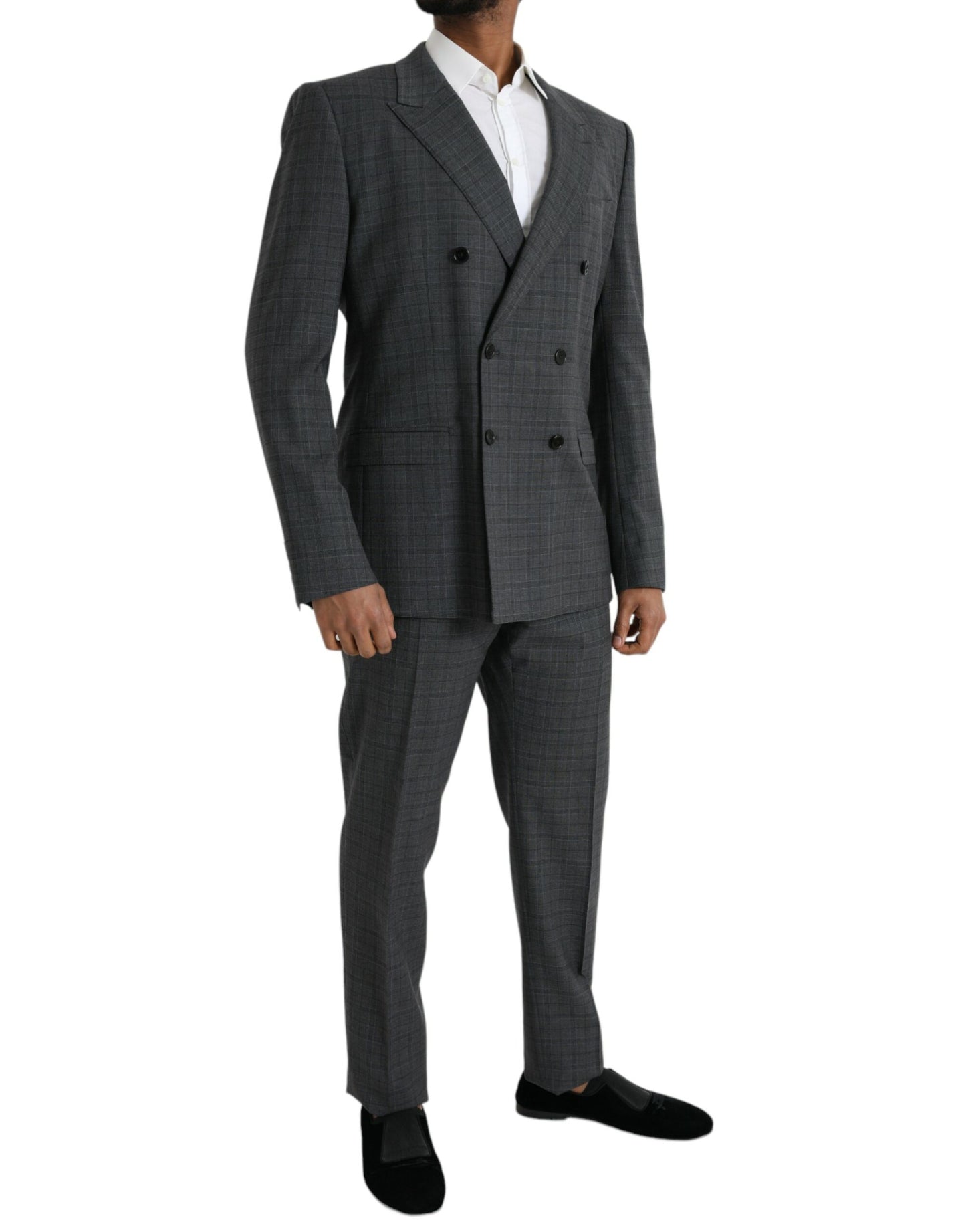 Dolce &amp; Gabbana Grey Checked Wool Suit MARTINI Formal 2 Piece Suit