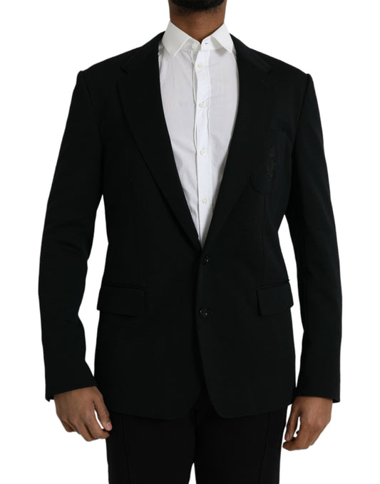 Dolce &amp; Gabbana Black Single Breasted Wool Coat Blazer