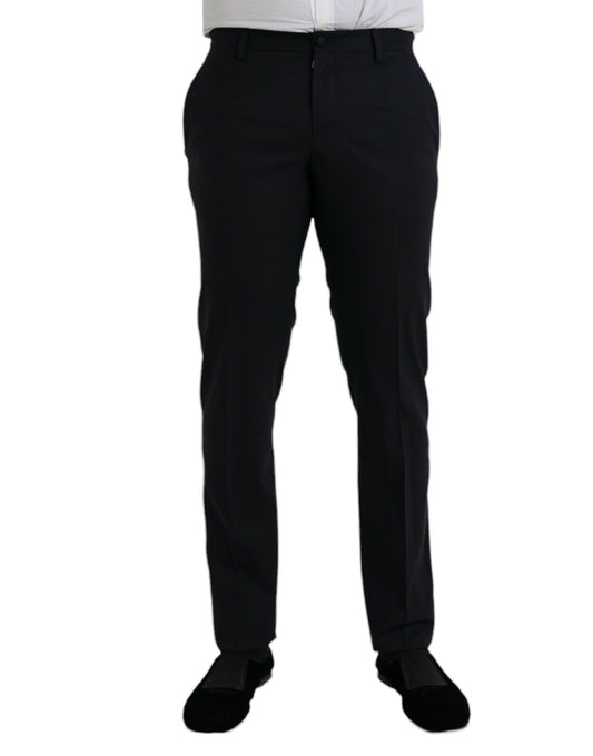 Dolce &amp; Gabbana Dark Blue Wool Slim Fit Formal Pants