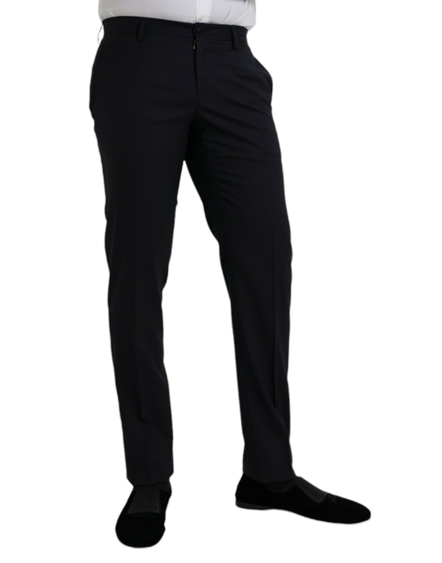 Dolce &amp; Gabbana Dark Blue Wool Slim Fit Formal Pants