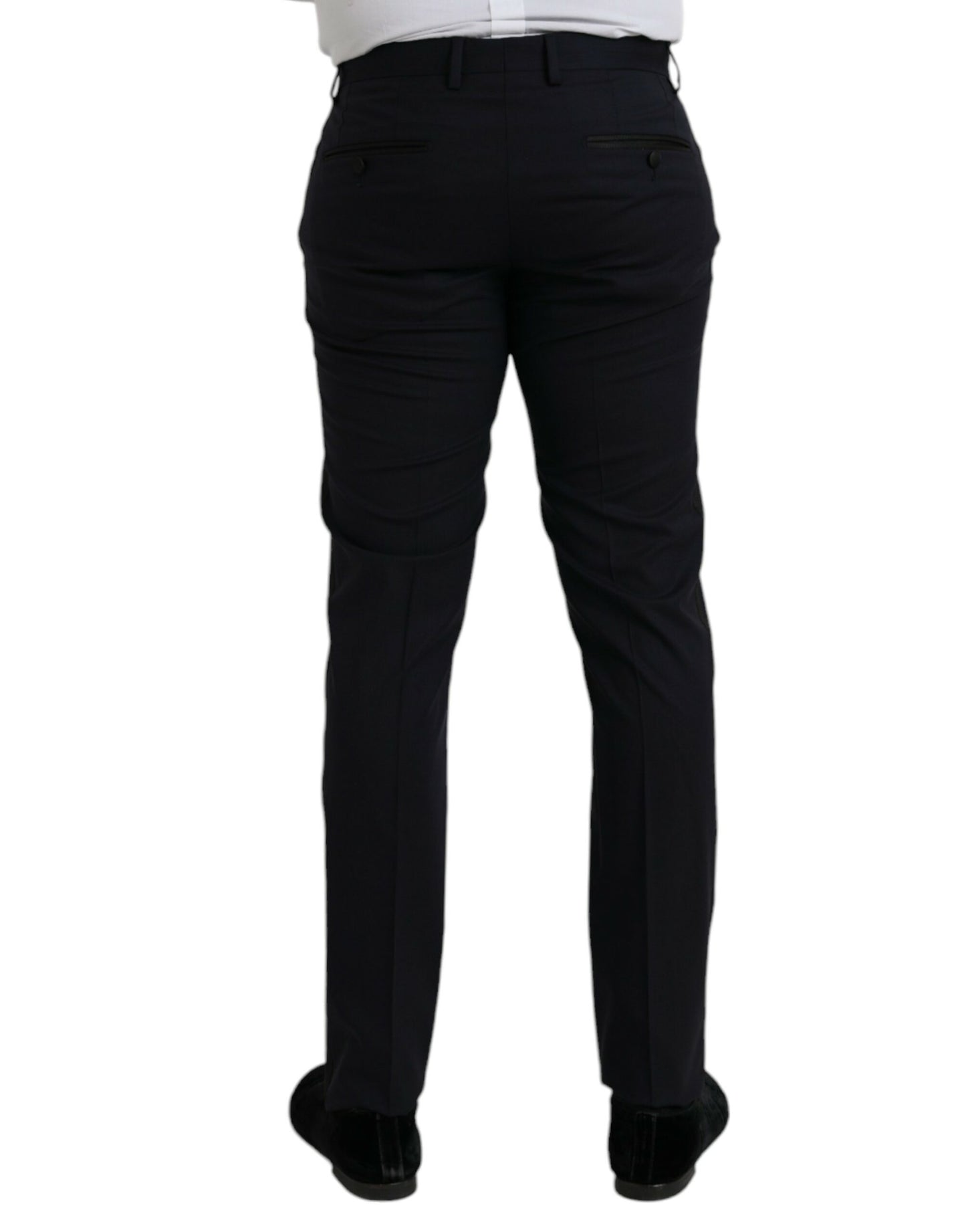 Dolce &amp; Gabbana Dark Blue Wool Slim Fit Formal Pants